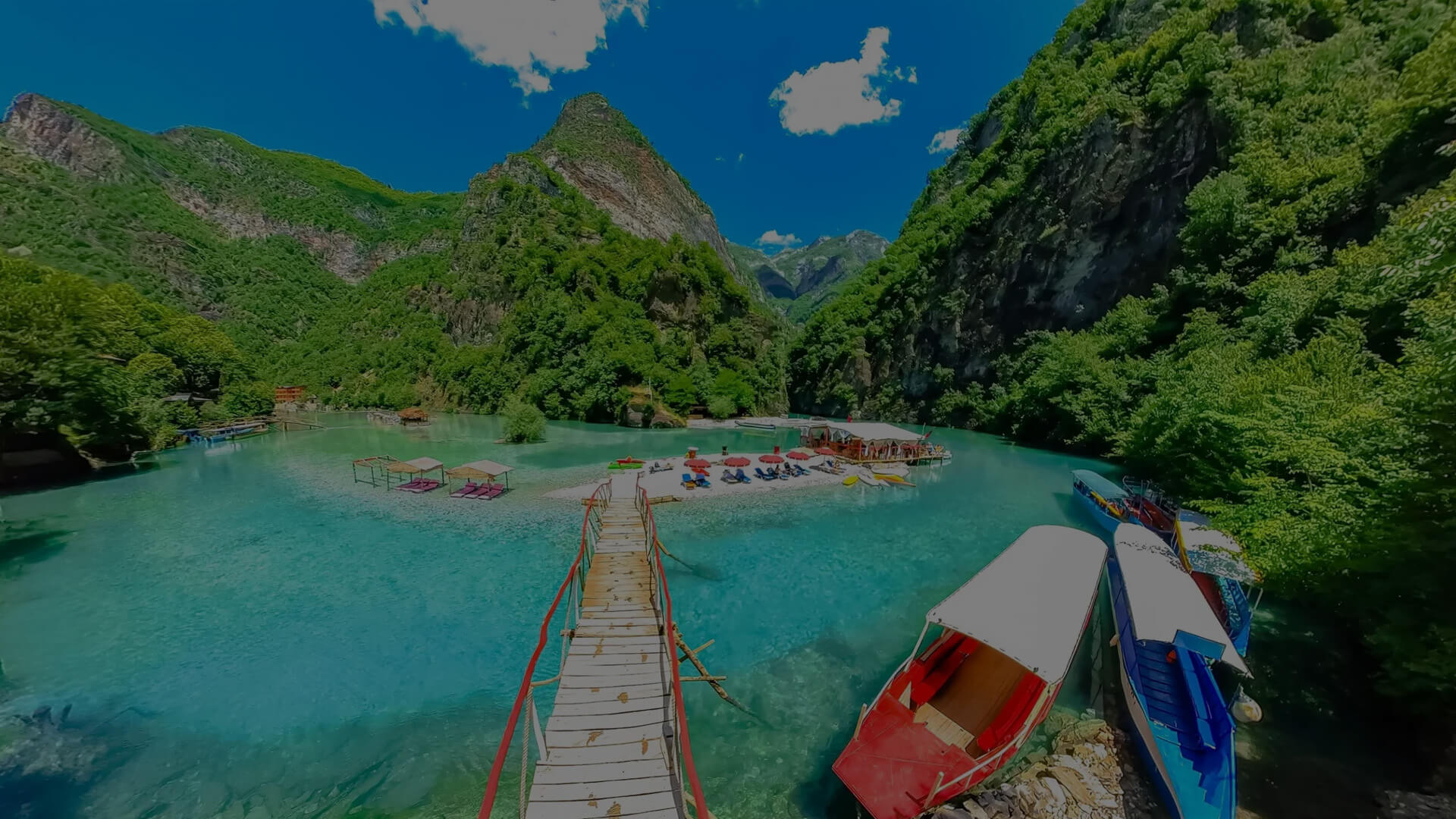 Shala River between mountains in Albania